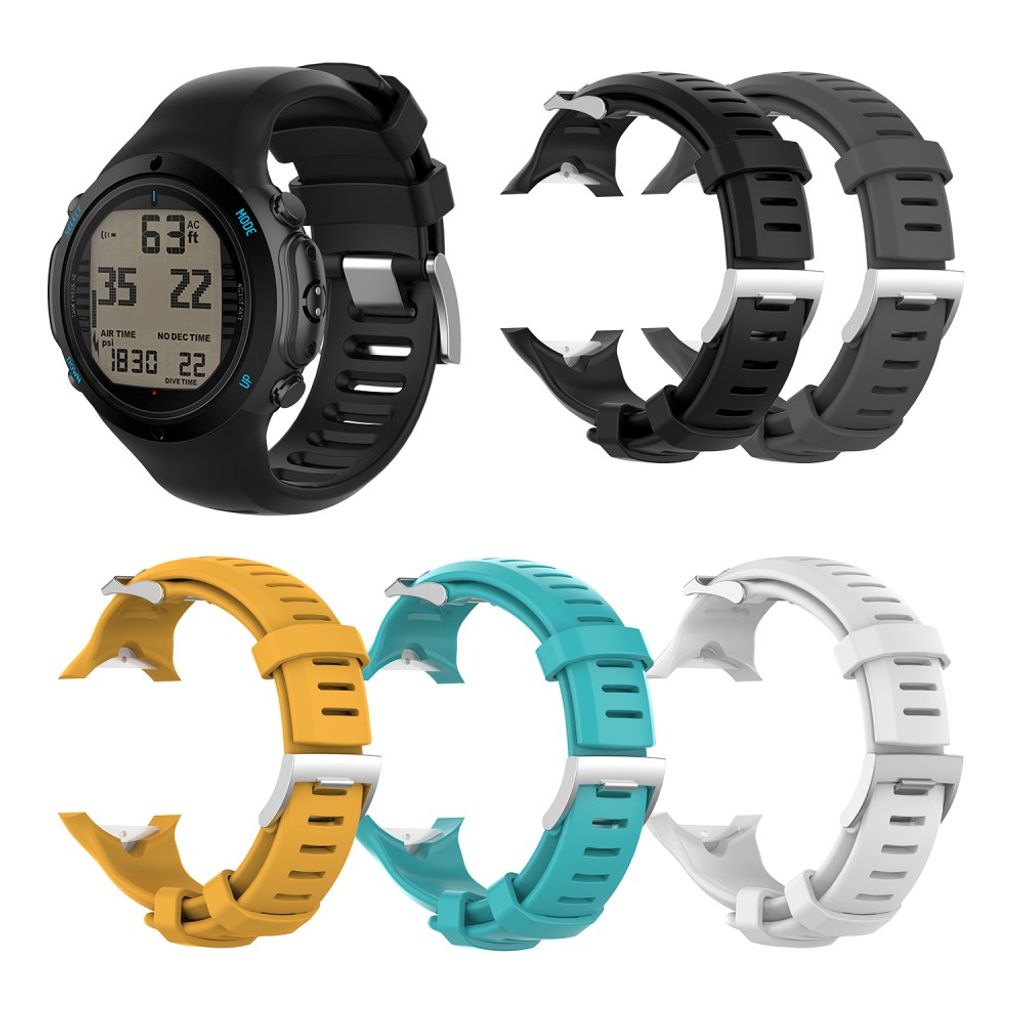 Suunto D6 Dive/D6i Novo/Zulu -kellon ranneke silikonilla – musta