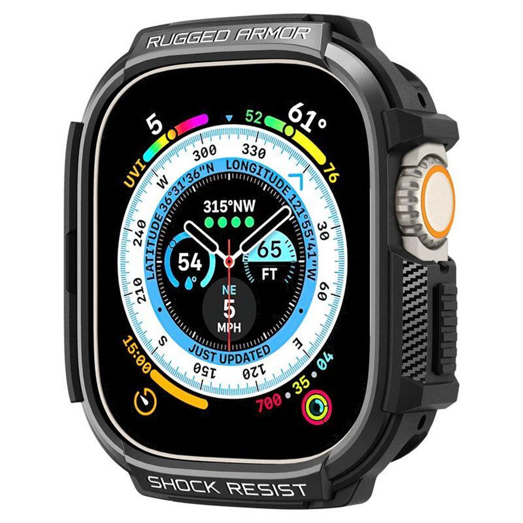 Spigen Apple Watch Ultra 4/3/2/1 49mm kuori Rugged Armor - Musta