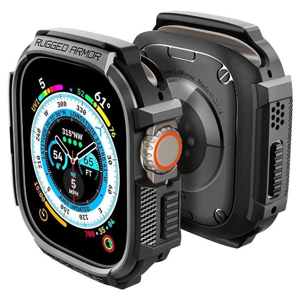 Spigen Apple Watch Ultra 4/3/2/1 49mm kuori Rugged Armor - Musta