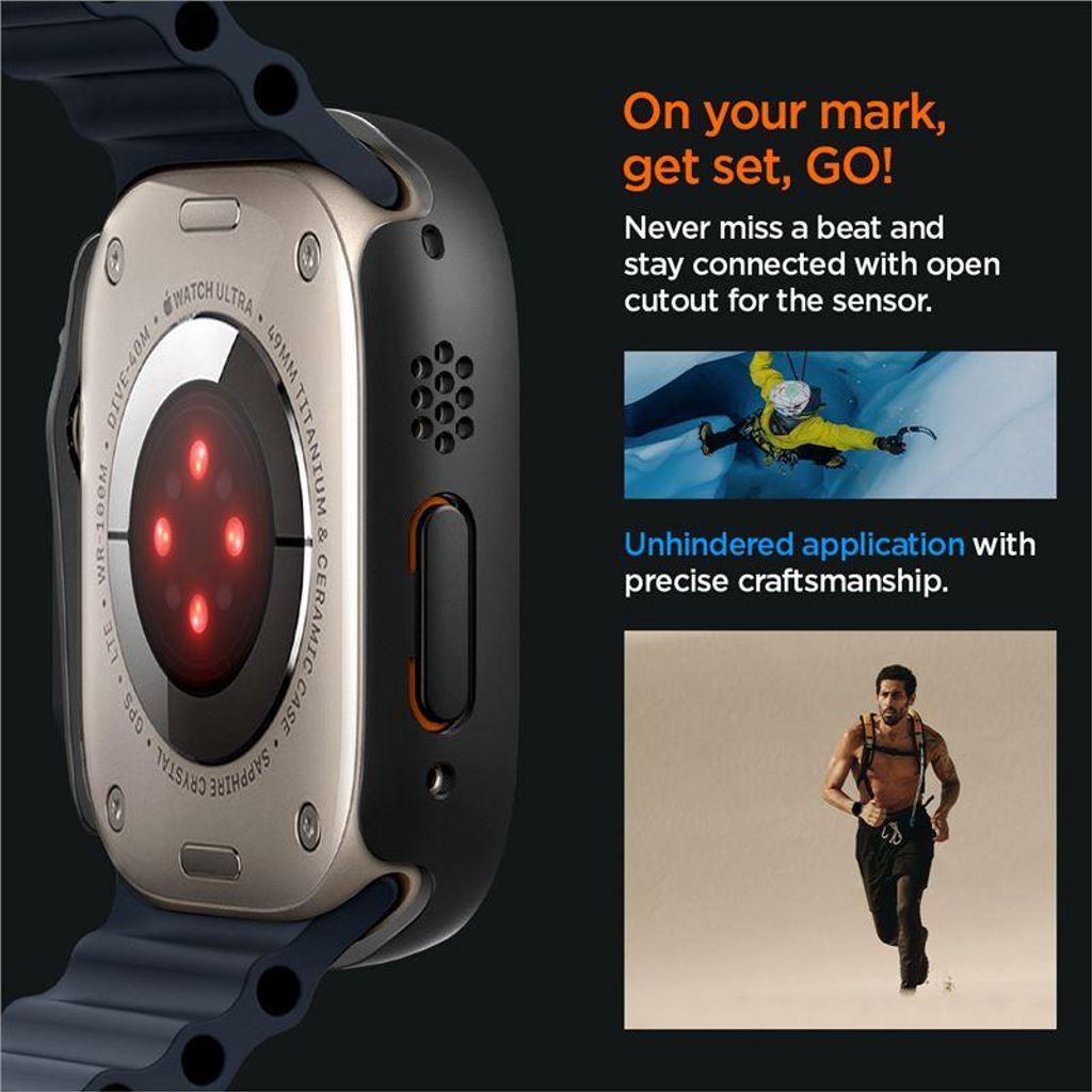 Spigen Apple Watch Ultra 4/3/2/1 49mm kuori Thin Fit 360 - Musta
