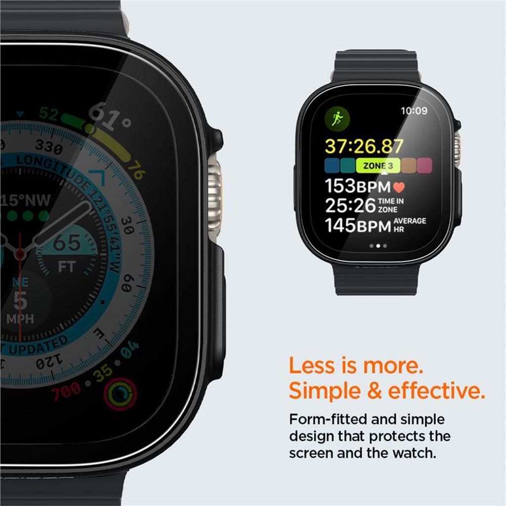Spigen Apple Watch Ultra 4/3/2/1 49mm kuori Thin Fit 360 - Musta