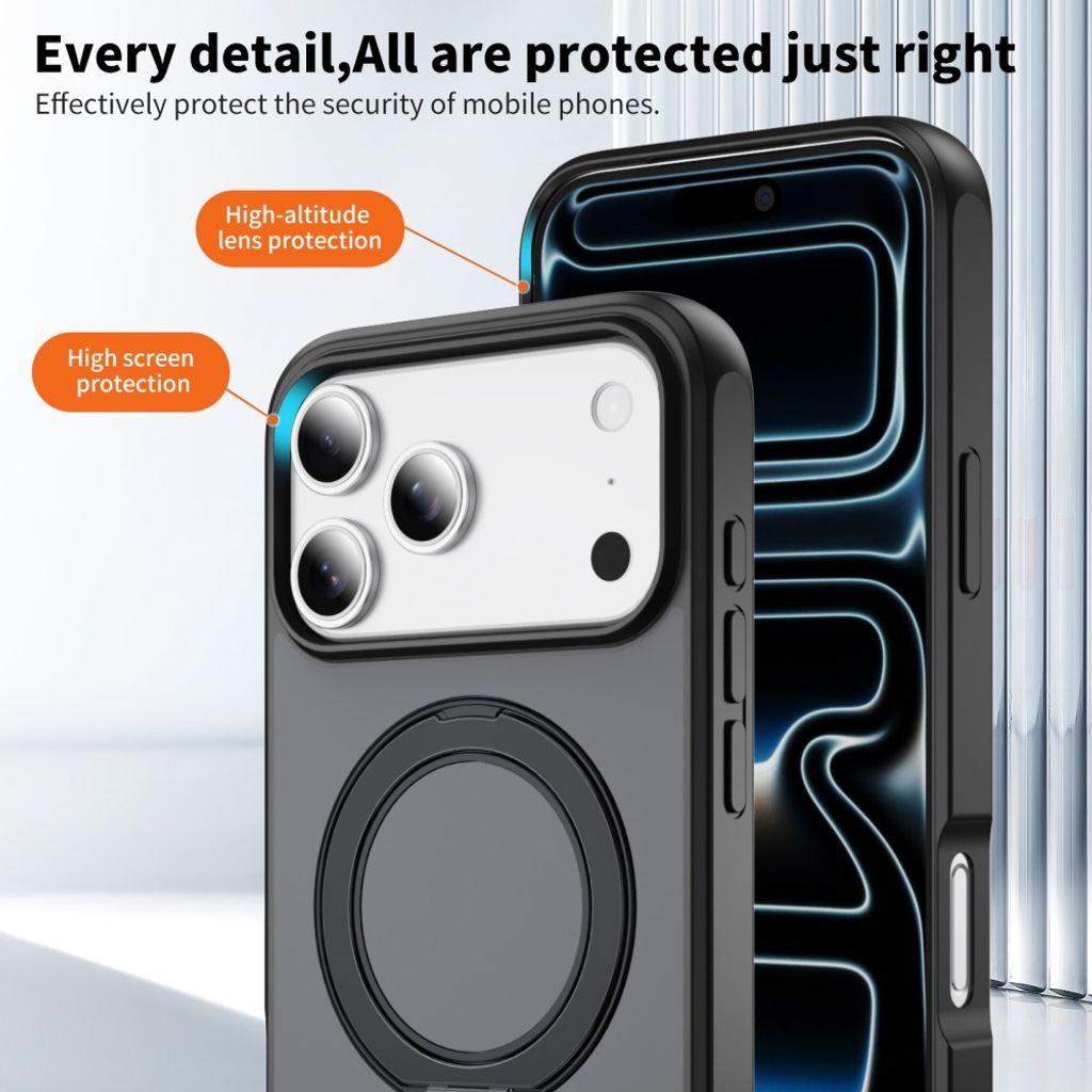 iPhone 18 Pro/17 Pro MagSafe Deksel med ringstøtte - Svart