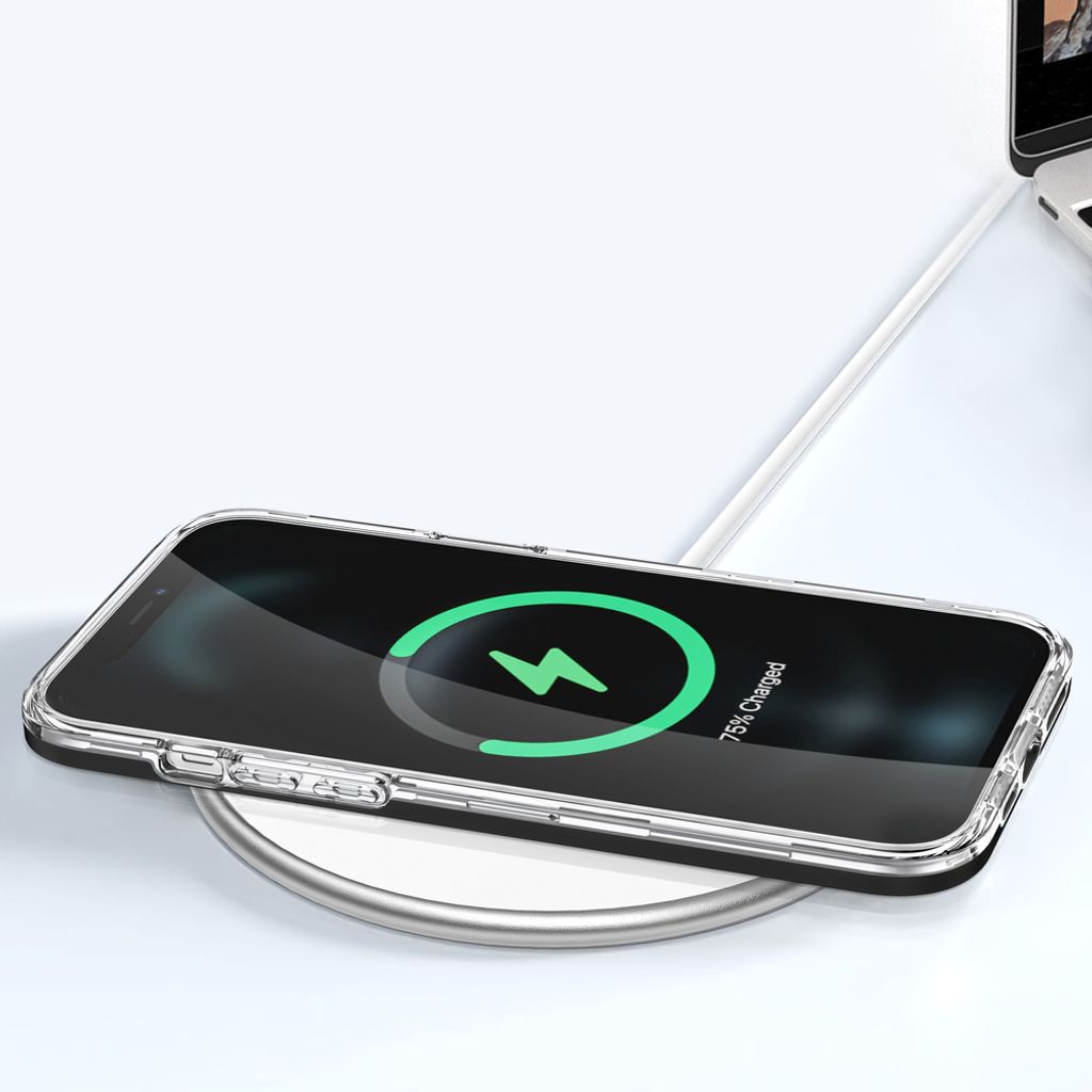 iPhone 12 Pro Max 3-i-1 Hybrid Skal med Stötdämpande Ram - Transparent/Svart
