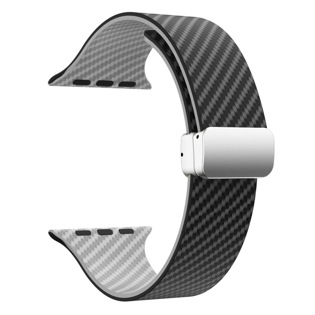 Apple Watch 49 / 46 / 44 / 42mm Klockarmband kolfibertextur - Svart/Grå