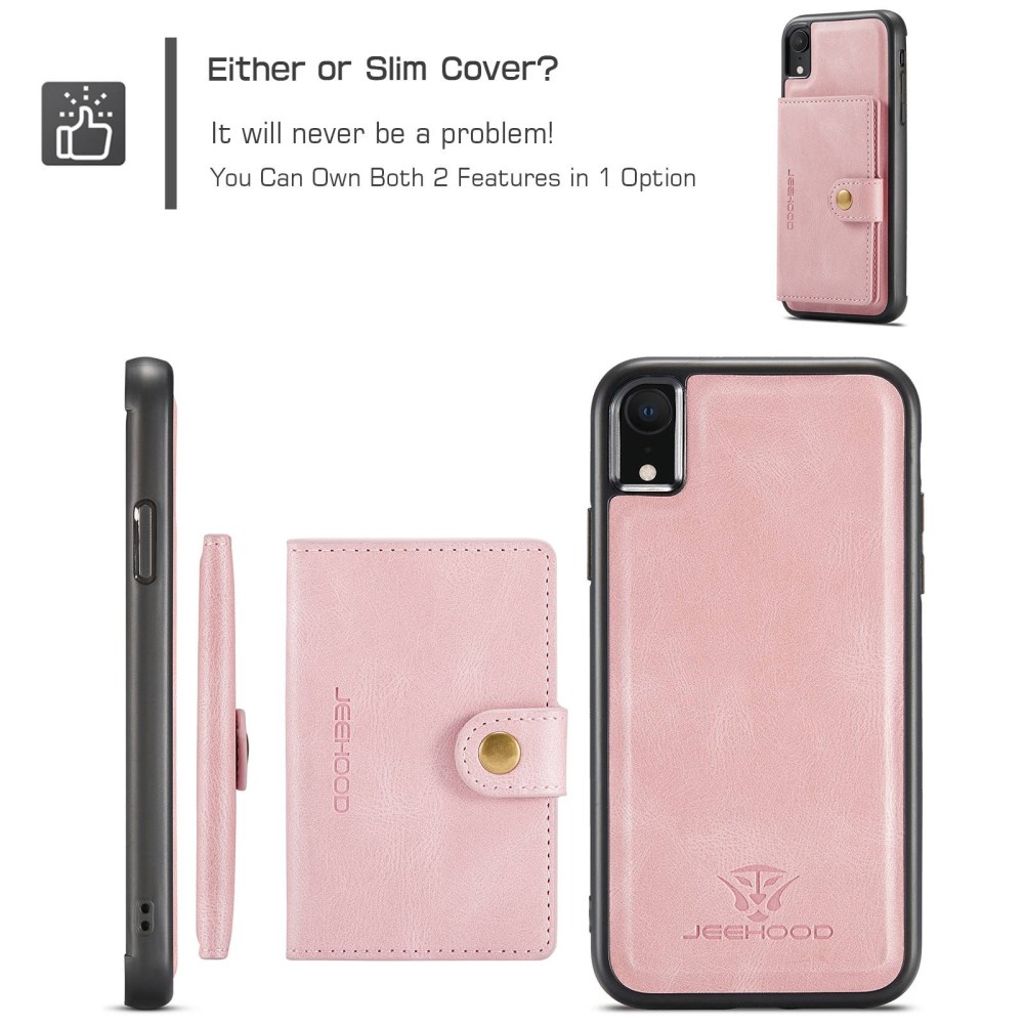 JEEHOOD Plånboksskal med Stativ för iPhone XR – Roséguld