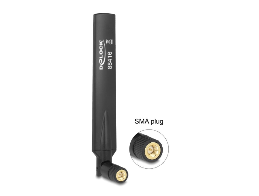 Delock GSM / UMTS-antenne SMA-han 1,0–3,5 dBi – Sort