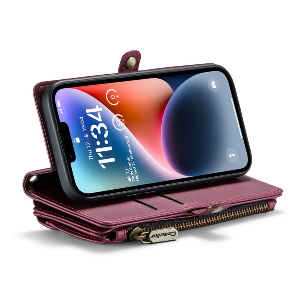 CASEME iPhone 14 Wallet Cover med Kortholder/Stativ/RFID-blokerende - Rød