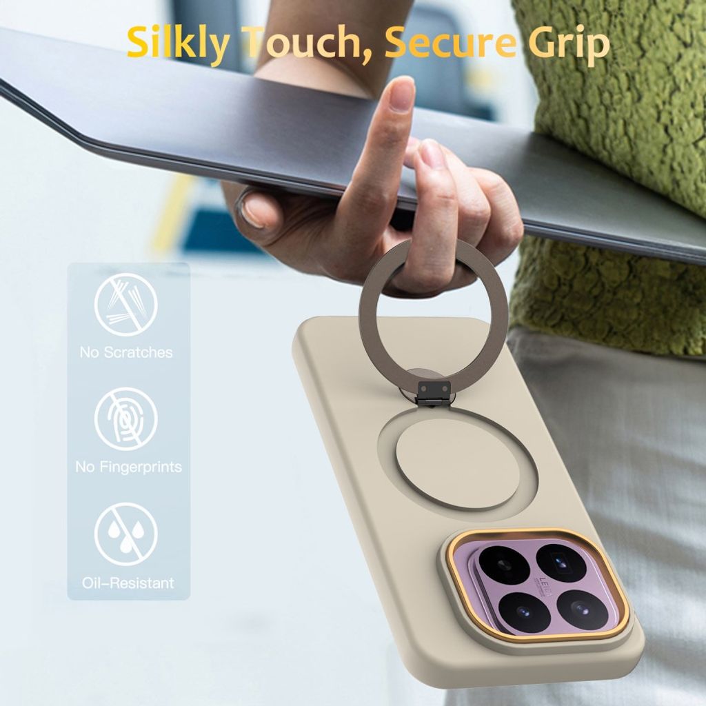 Xiaomi 17T MagSafe-kuori rengasjalustalla - Apricot
