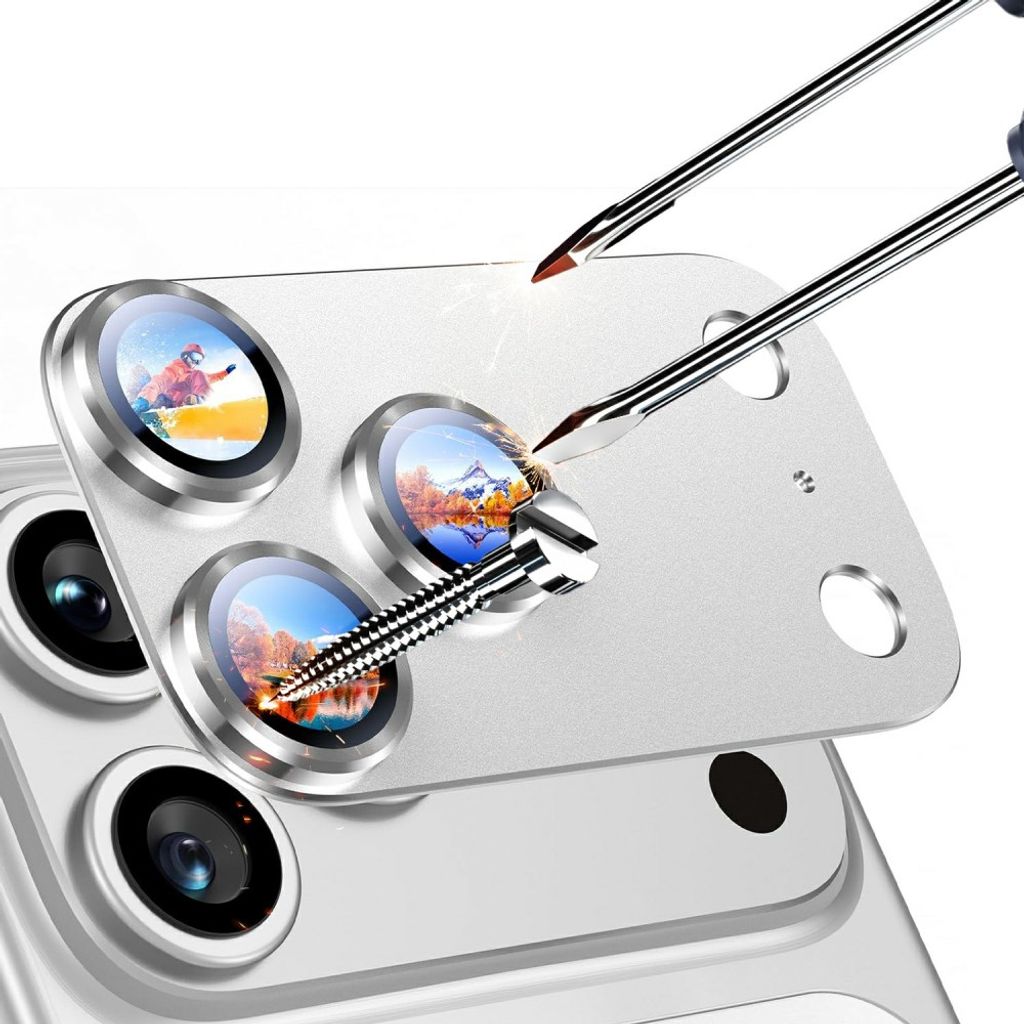 RURIHAI iPhone 18 Pro Kameralinssin suoja alumiinikehyksellä - Hopea