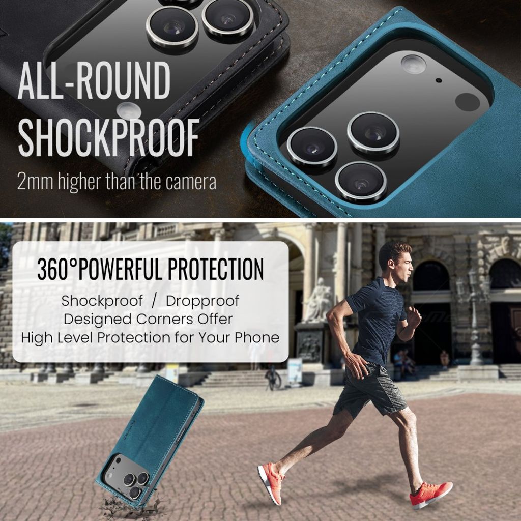 CASEME iPhone 17 Pro Max Lommeboketui med Kortspor - Blå