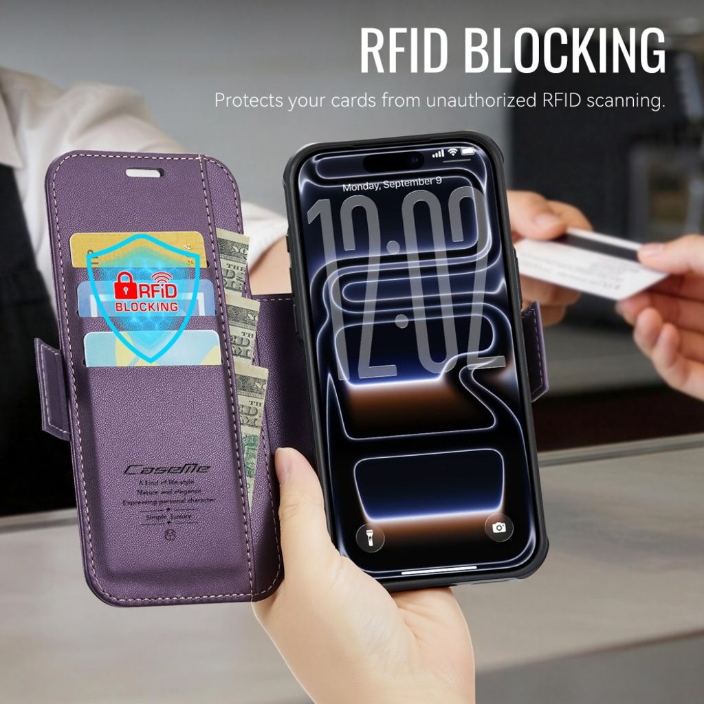 CASEME 053 iPhone 17 Pro Lommeboketui MagSafe RFID Blokkerende - Lilla