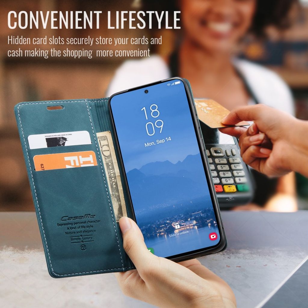 CASEME Samsung Galaxy S25 FE Plånboksfodral med Kortfack - Blå