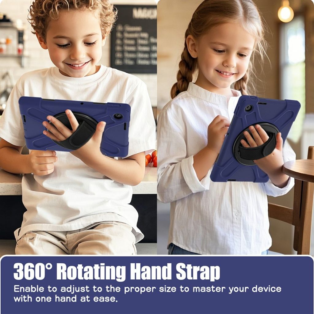 Lenovo Tab 10.1 2025/Zhaoyang K10C Deksel 360° Håndgrep - Mørk blå