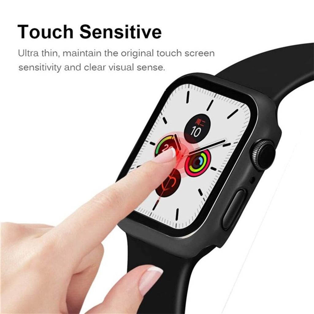 Apple Watch Series 11/10 46 mm deksel med skjermbeskytter herdet glass – svart