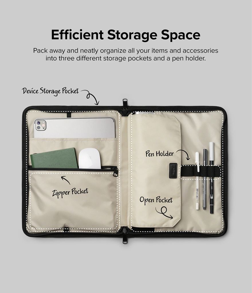 Ringke Smart Zip Pouch for a laptop up to 13" with a stand - beige