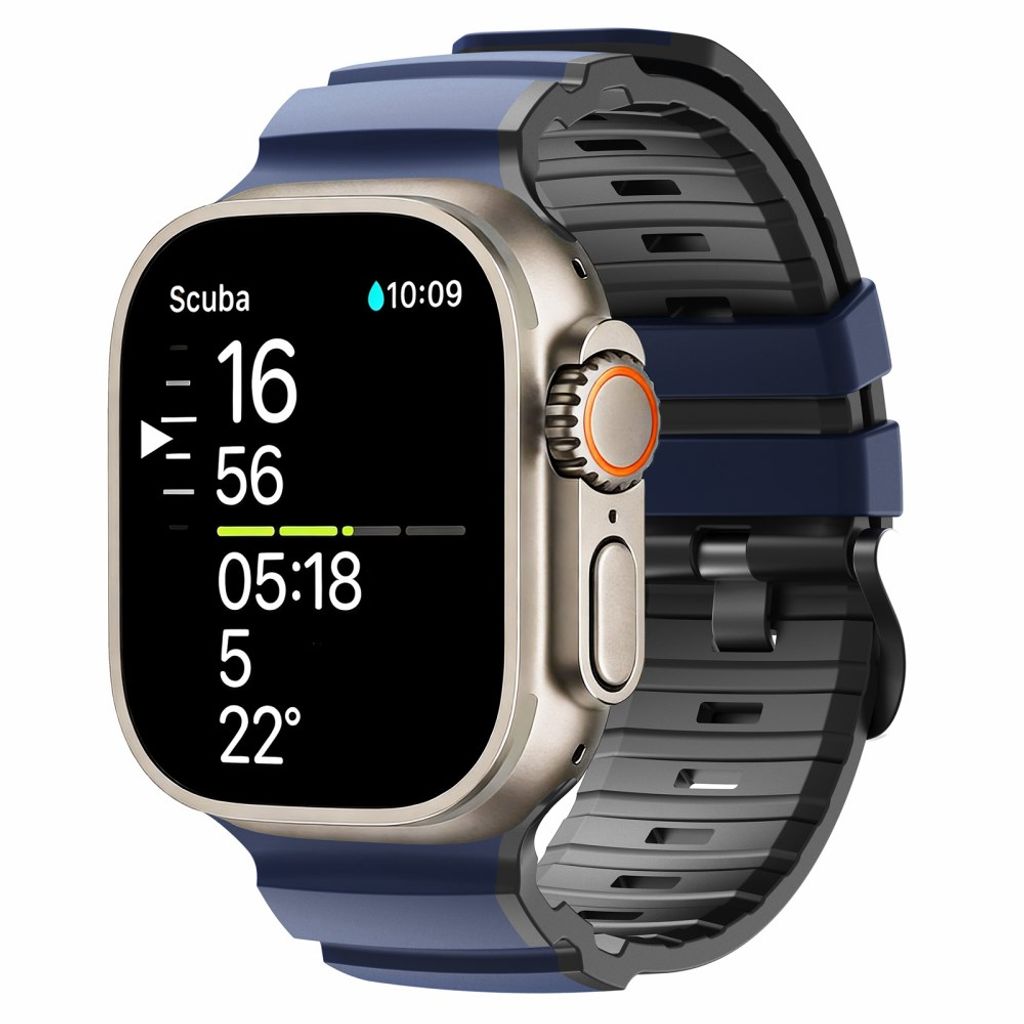 Apple Watch 49/46/44/42mm Tvåfärgat Klockarmband Silikon - Blå/Svart