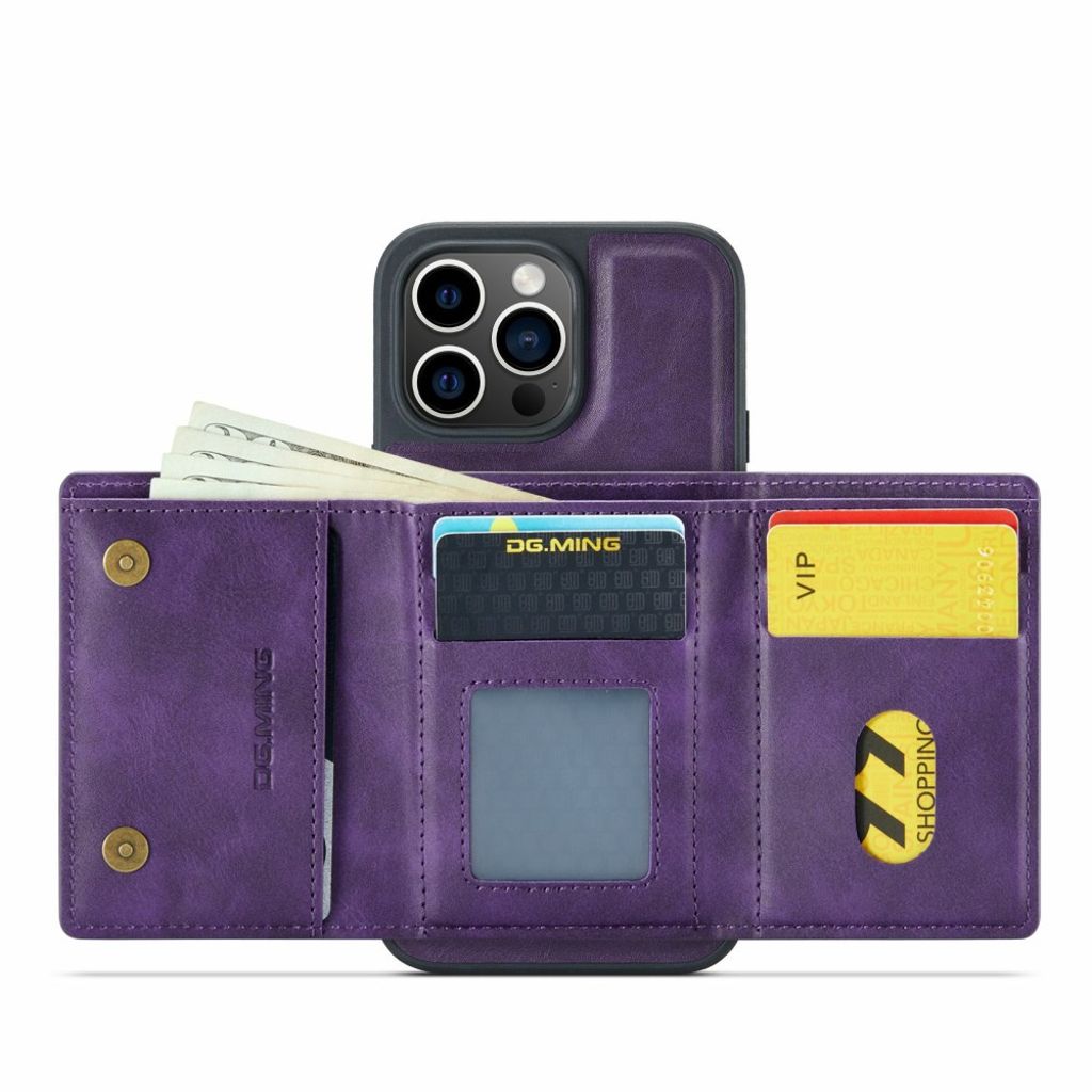 DG.MING iPhone 12 Pro Max Cover med Pung - Lilla