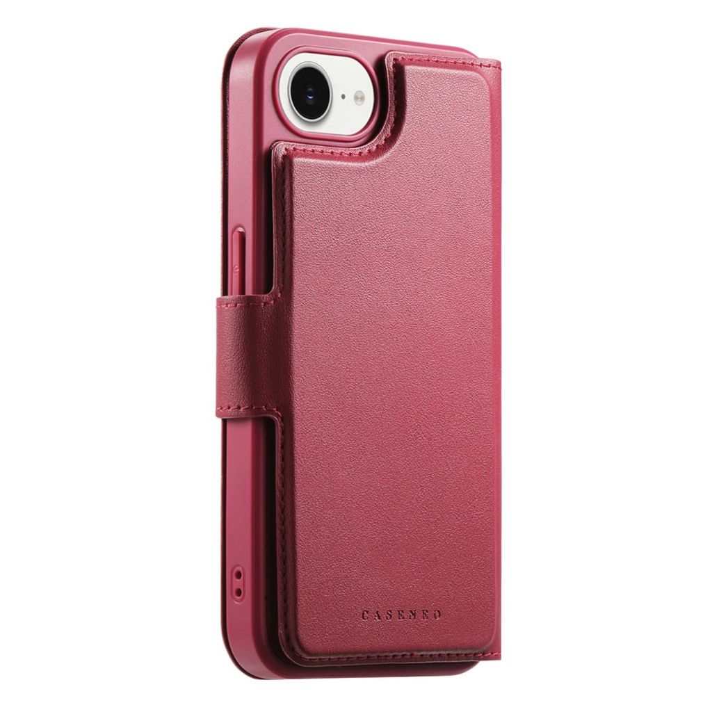 CASENEO Plånboksfodral RFID-blockerande med Handledsband för iPhone 16e – Röd