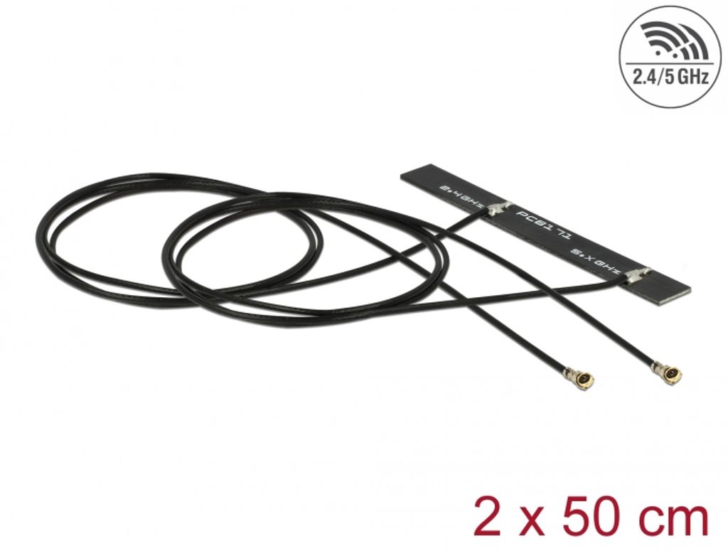 Delock Dual Band WLAN WiFi 6 dobbeltantenne intern klæbemiddel – sort