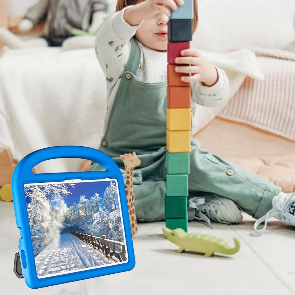 iPad A16 11" 2025/10.9" 2024 EVA-cover med standfunktion og bærehåndtag - Blå