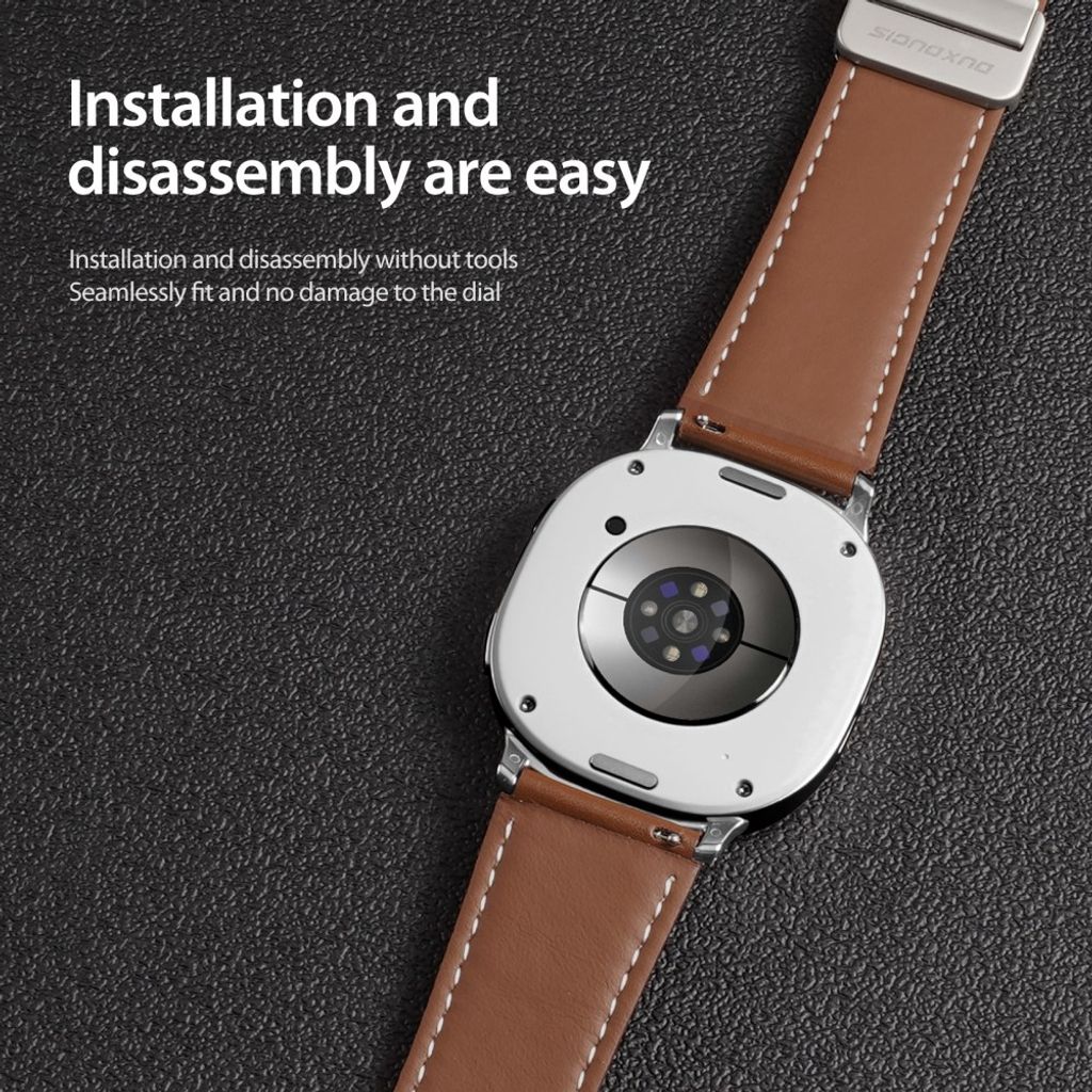 DUX DUCIS Samsung Galaxy Watch8/8 Classic Klokkereim i ekte skinn – brun