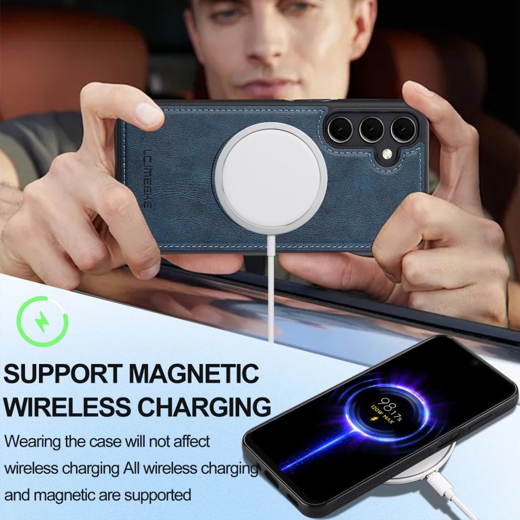 LC.IMEEKE Samsung Galaxy A17 5G Deksel med MagSafe Lommebok - Blå