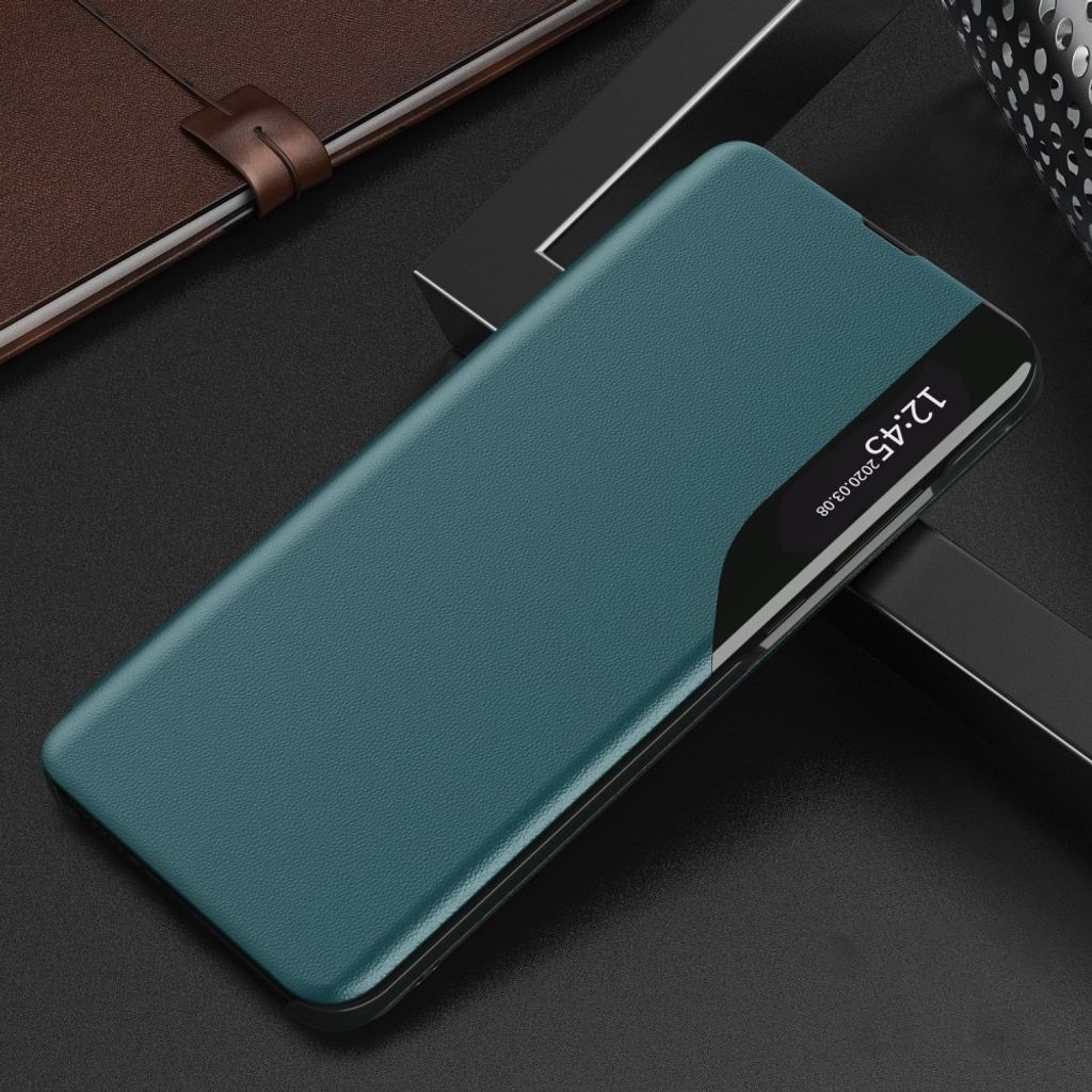 Samsung Galaxy A27 5G Kotelo Näkymäikkuna Jalusta PU-nahka - Vihreä