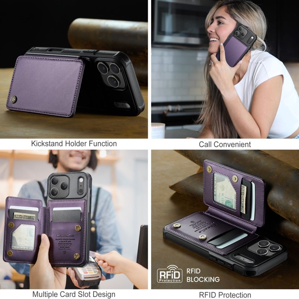 CASEME iPhone 18 Pro Max/17 Pro Max Lompakkokuori RFID-estolla – Purppura