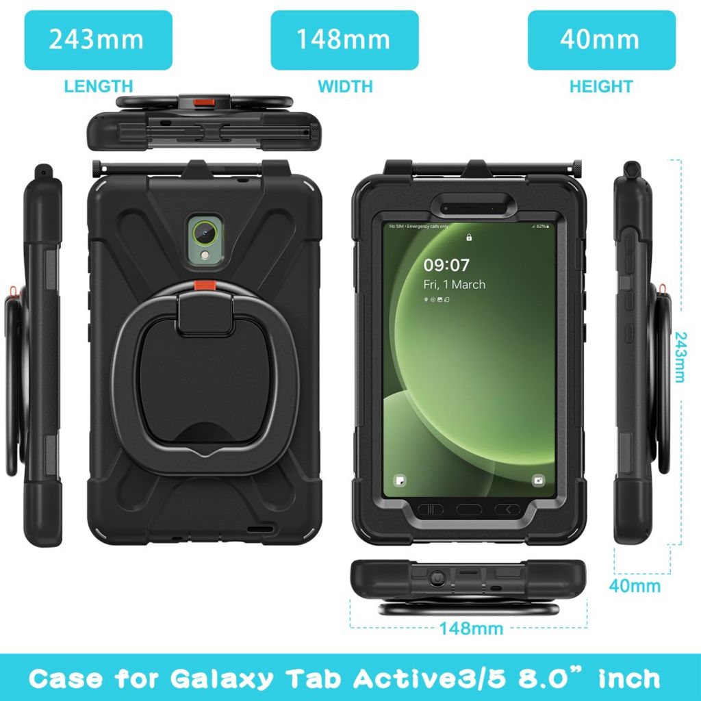 Samsung Galaxy Tab Active5 Case with Hand grip - Black