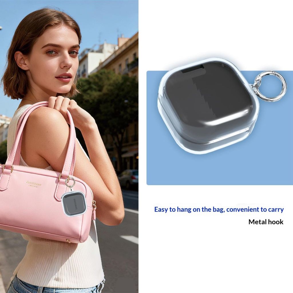 Samsung Galaxy Buds4/Buds4 Pro Kuulokkeet TPU Kuori Metallikoukulla - Läpinäkyvä