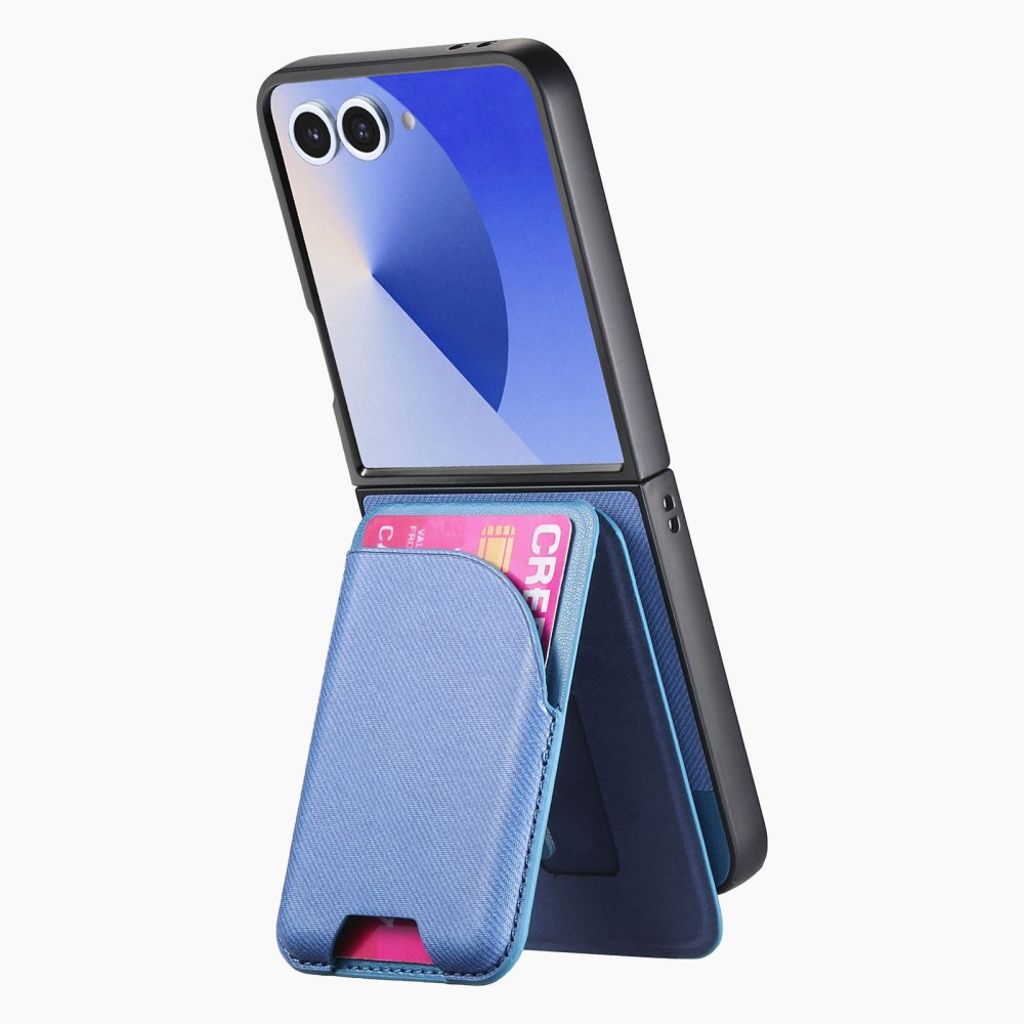 Magnetiskt skal med kickstand och denimtextur till Samsung Galaxy Z Flip7 5G – Blå