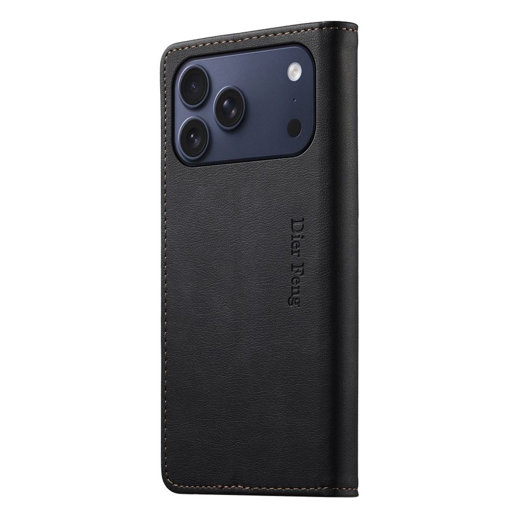 DIERFENG iPhone 18 Pro Max/17 Pro Max Lommeboketui RFID-blokkerende - Svart