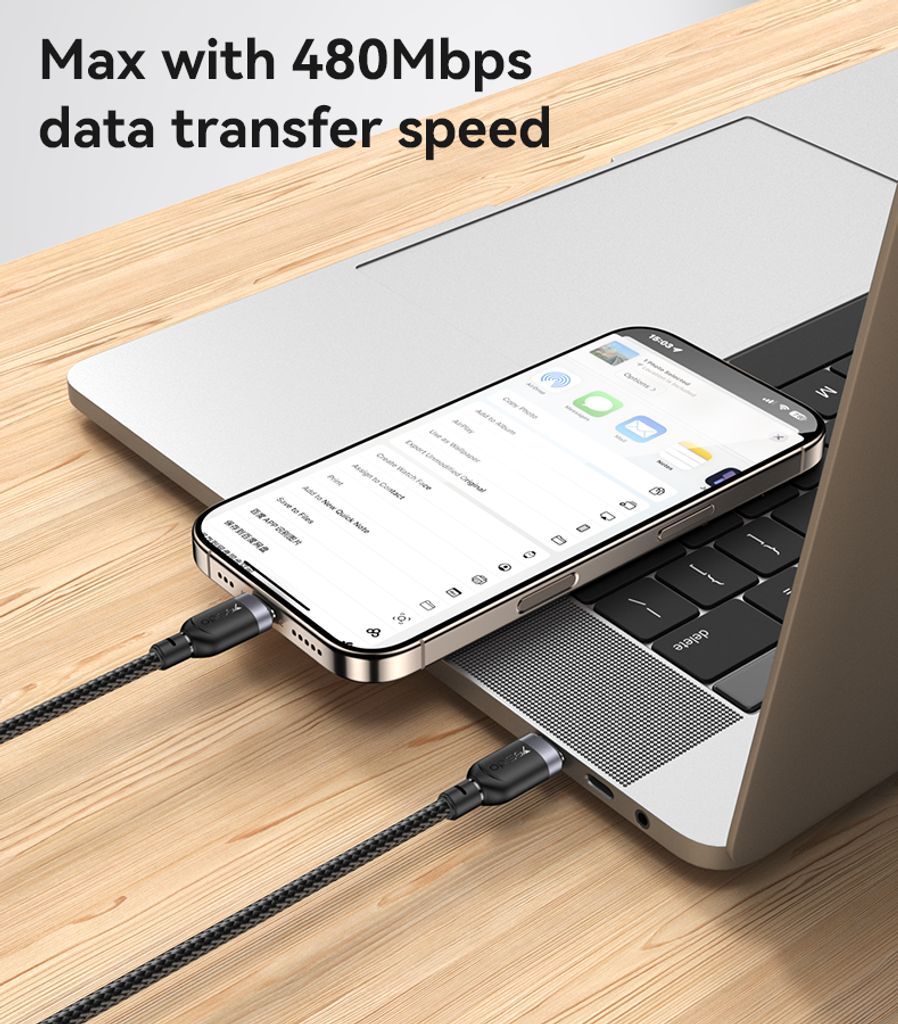 Yesido CA188 USB-C til USB-C-kabel 60 W hurtiglading 0,3 m – svart