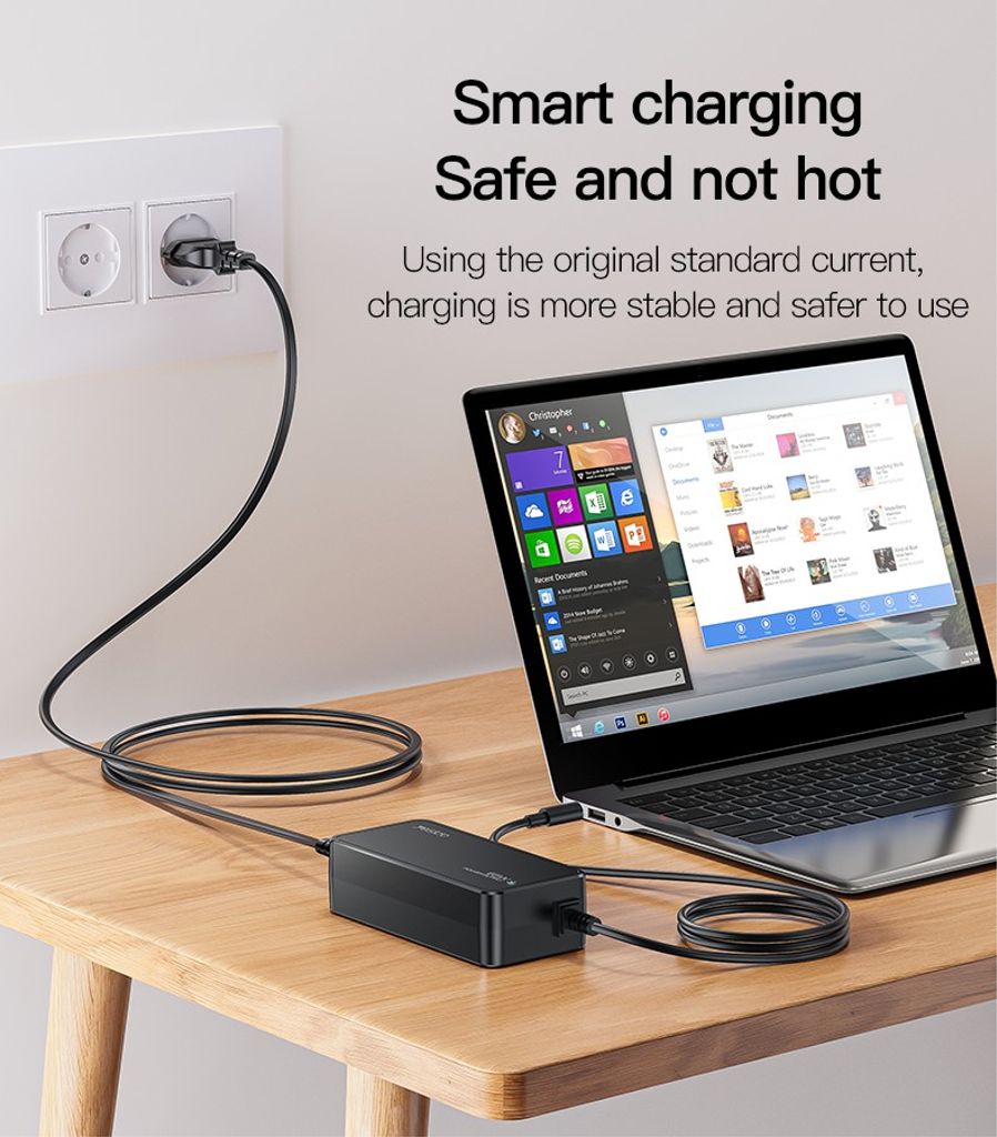 YESIDO CG11E Universal Laptop Oplader 65W Hurtig Oplader med 15 DC Stik