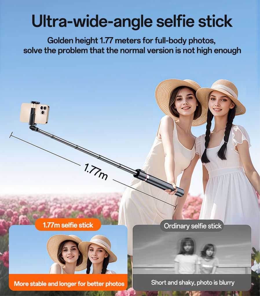 YESIDO SF30 Pop Up Tripod Udtrækkelig Selfiestang – 1,7 m