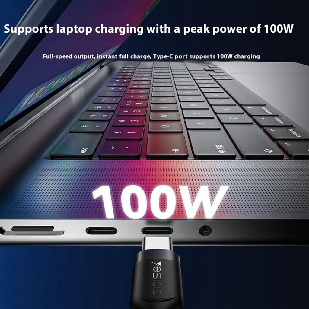 Yesido 2-i-1 USB-C-kabel till 2x USB-C 100W, 1,2 m