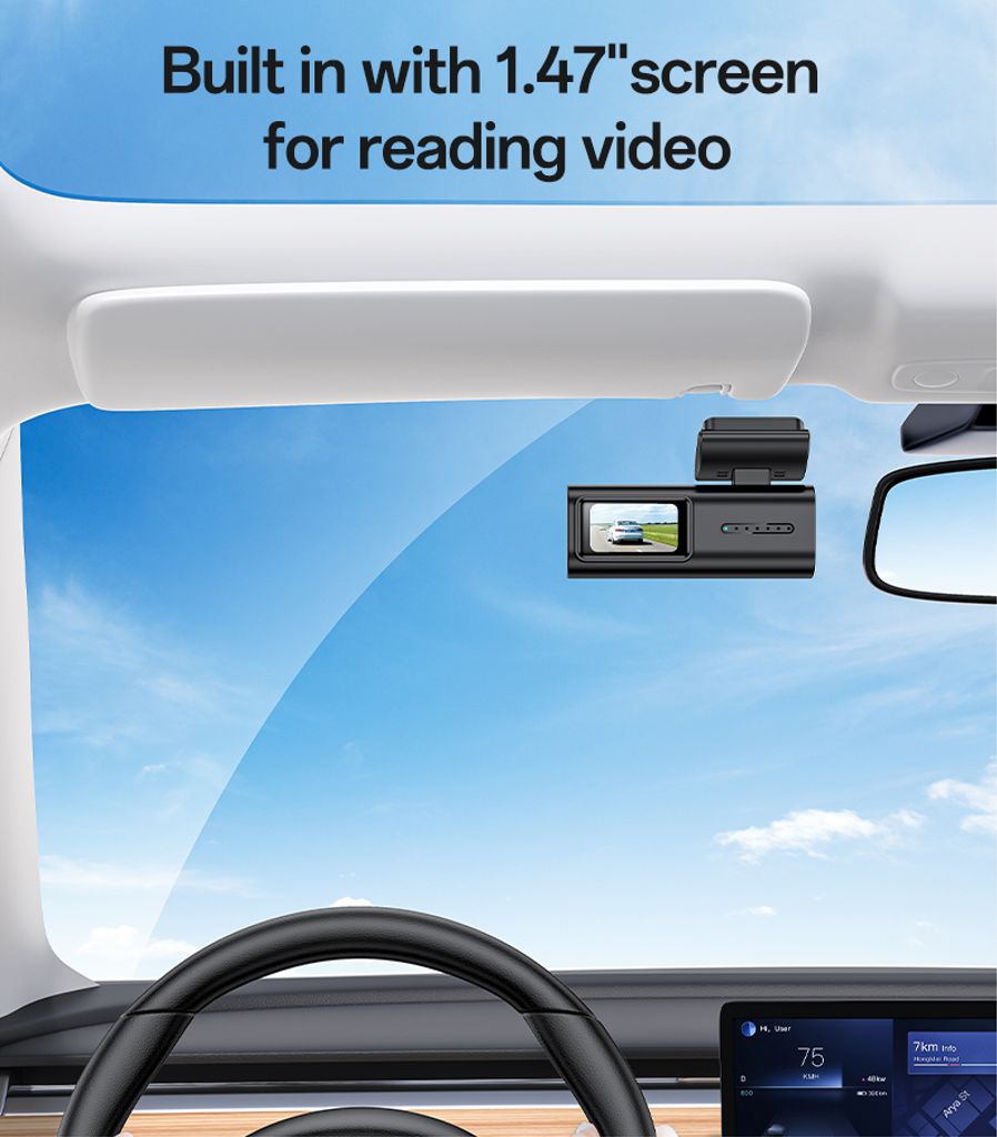 YESIDO KM21 Autokamera 1080P HD 145° Laajakulma – Musta