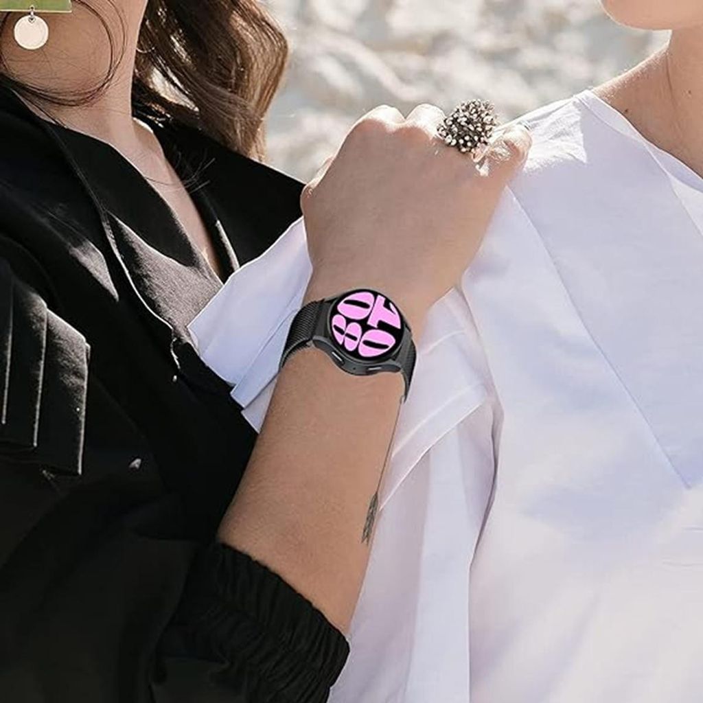 Samsung Galaxy Watch7 44mm Milanese-kellonranneke + näytönsuoja – Ruusukulta