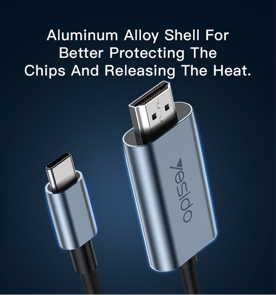 YESIDO HM10 USB-C - HDMI -kaapeli 4K 60Hz, 2m