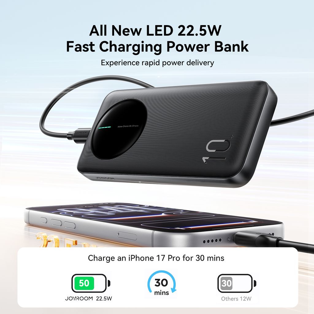 Joyroom JR-PBF12 Pro 22.5W Snabbladdande Powerbank 10000mAh – svart