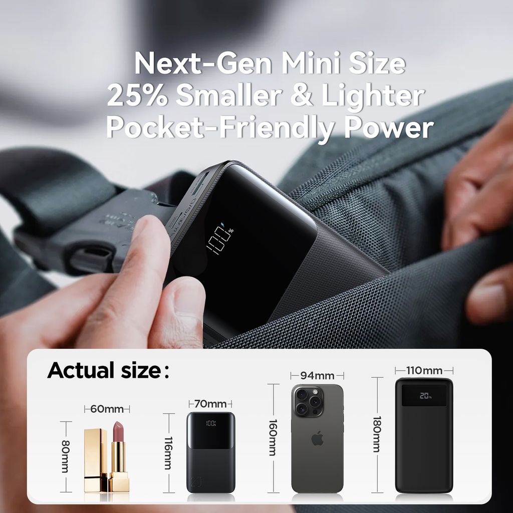 JOYROOM JR-QP192 Mini-Powerbank 20.000 mAh mit 22,5 W Schnellladefunktion – Schwarz