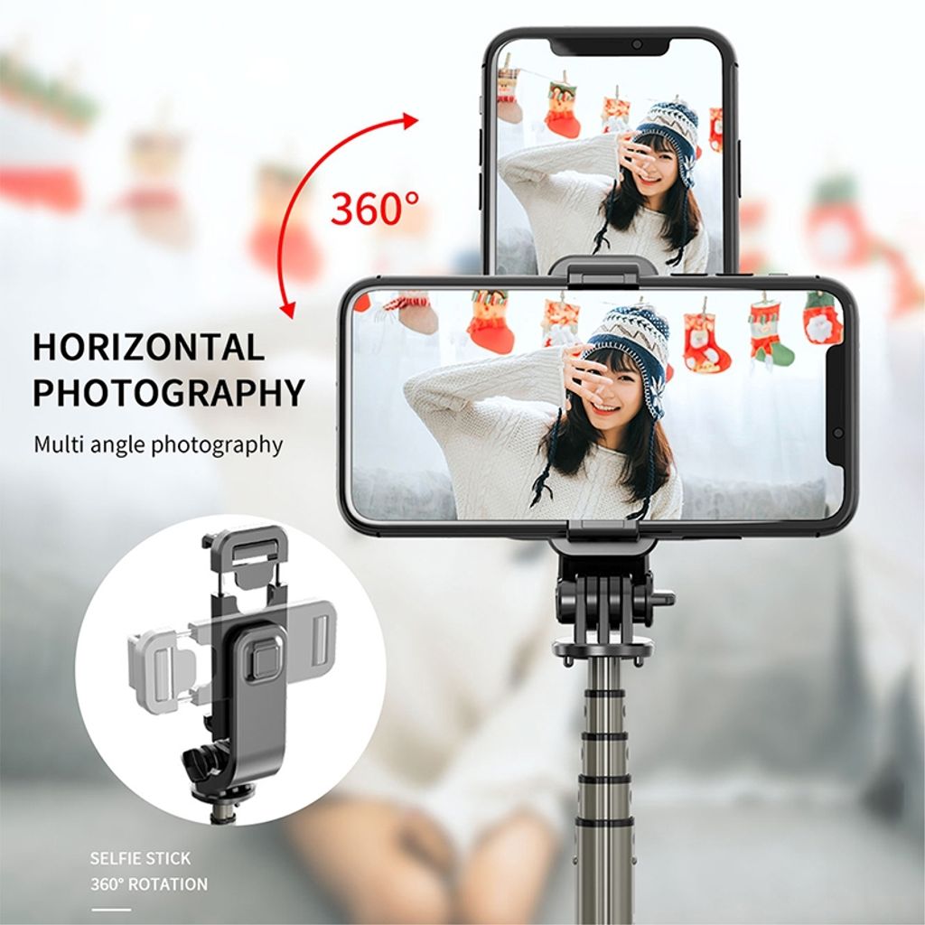 Vikbar Bluetooth Selfiepinne & stativ i aluminiumlegering, 86cm – svart