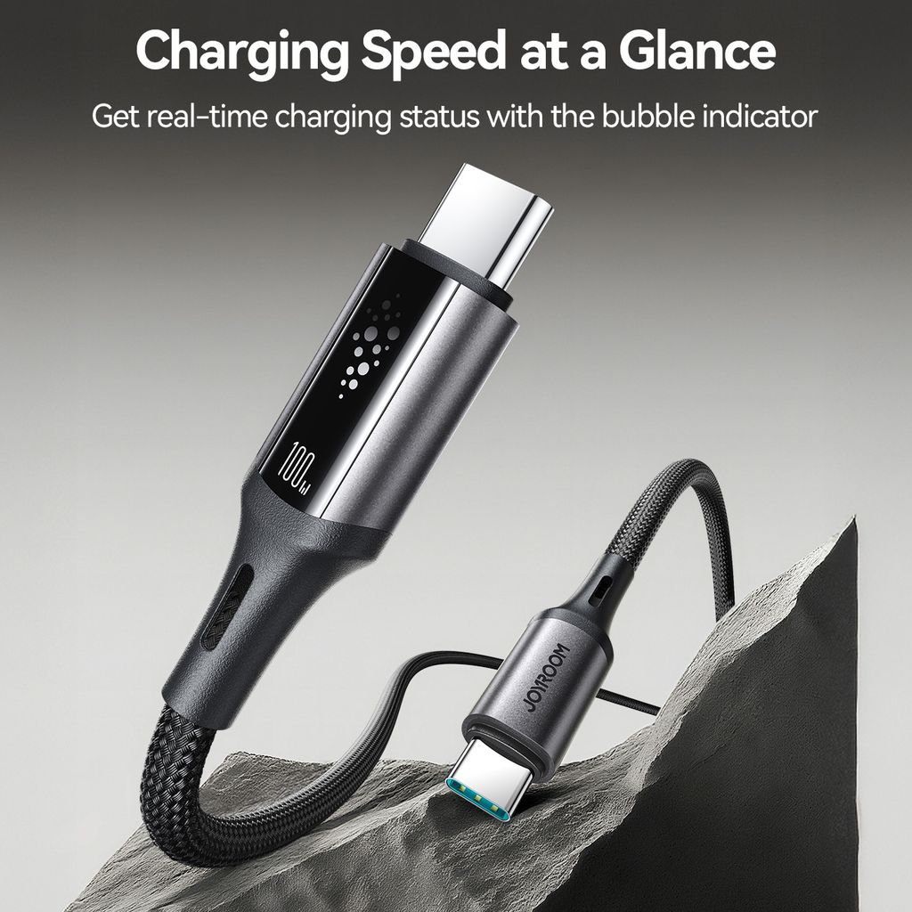 Joyroom S-A60 hurtigopladerkabel USB-C til USB-C 100W – 1,2 m, sort