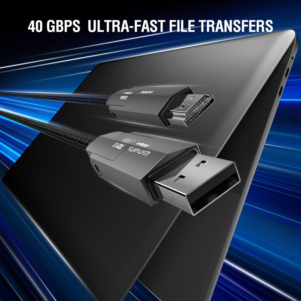 4Smarts ComboCord USB4/USB-C till HDMI/USB-C kabel 240W, 1.5 m – svart