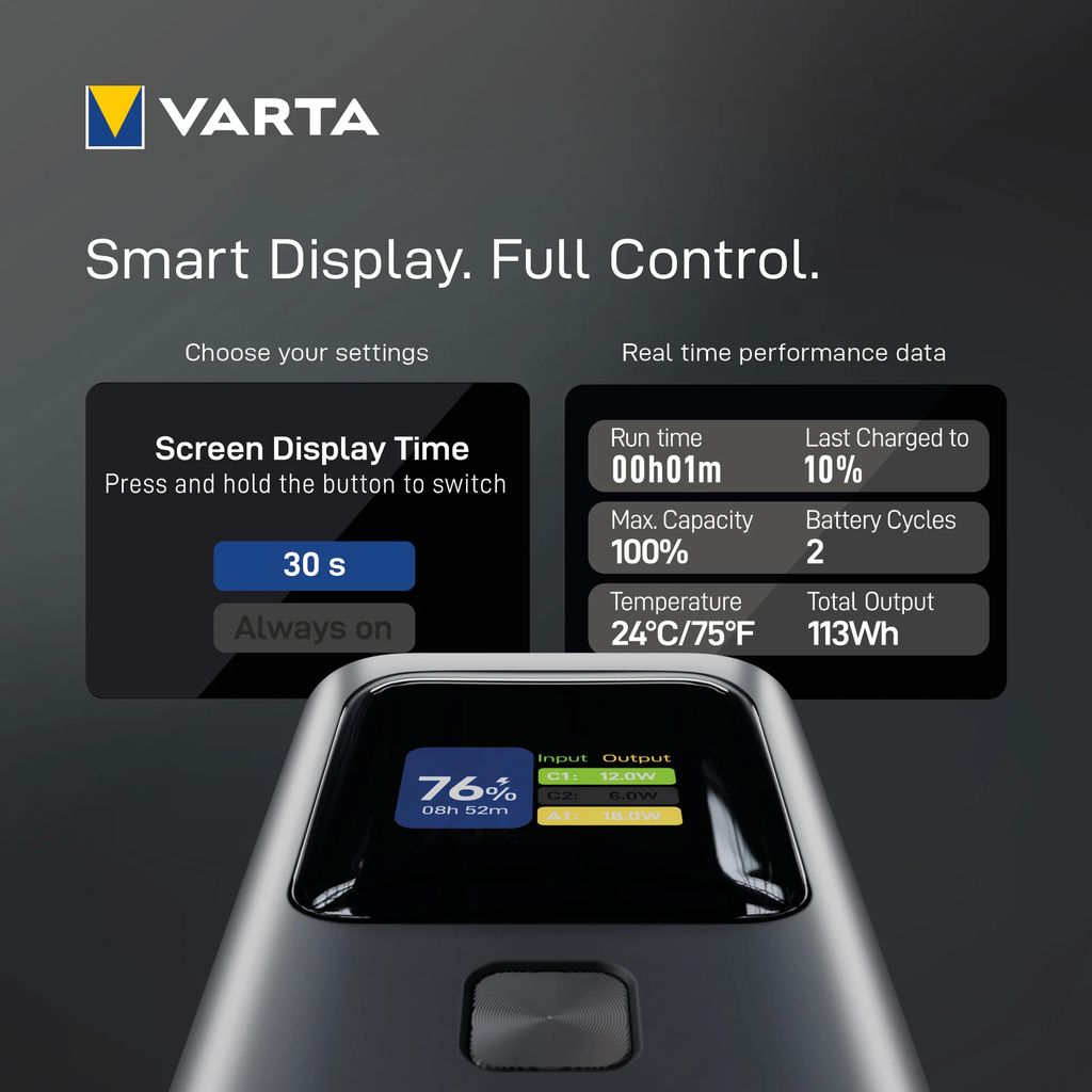 Varta 140W varavirtalähde, suuri kapasiteetti, 27000mAh – musta