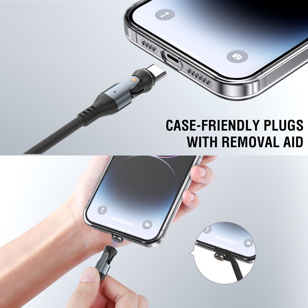 4Smarts GravityCord USB-C 540° magnetiskt kabelset 240W 1,8m – svart