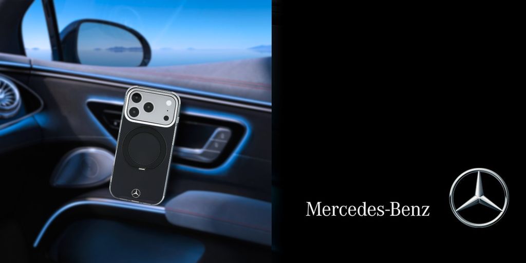 Mercedes Ring Stand Iconic Logo MagSafe -kuori till iPhone 18 Pro/17 Pro - Musta