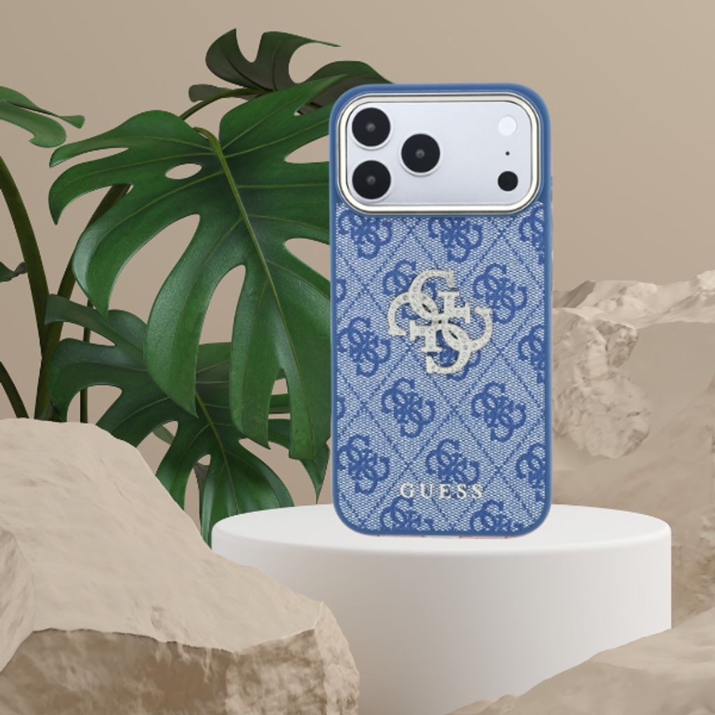 Guess Big Strass Logo 4G -kuori  iPhone 18 Pro Max/17 Pro Max:lle - Sininen
