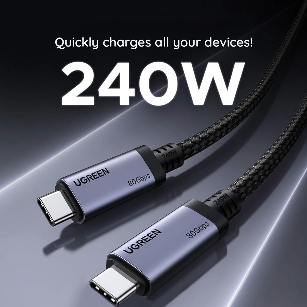 UGREEN L706 USB-C till USB-C kabel 240W, 5A, 1m – svart