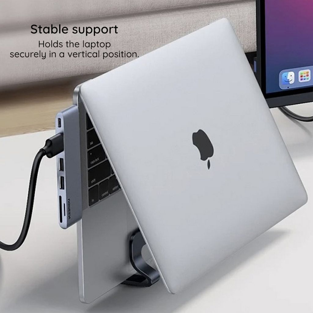 Ugreen LP258 pystysuora kannettavan tietokoneen teline säädettävällä leveydellä - musta